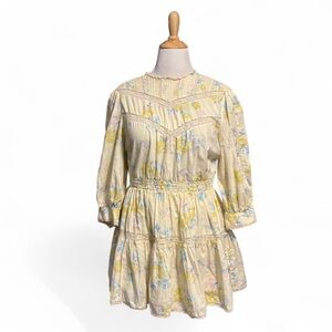 LoveShackFancy x Target Cottagecore Floral Mini Dress Yellow Lace Boho Large